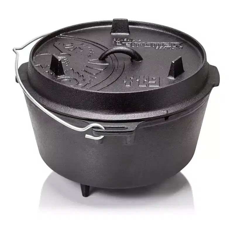 Petromax Cast Iron Dutch Oven for Cooking or Baking Outdoors Over Campfire or in the Home, Pre-Seasoned Cookware Heats Evenly, 3 Legs, 7.9 Qt