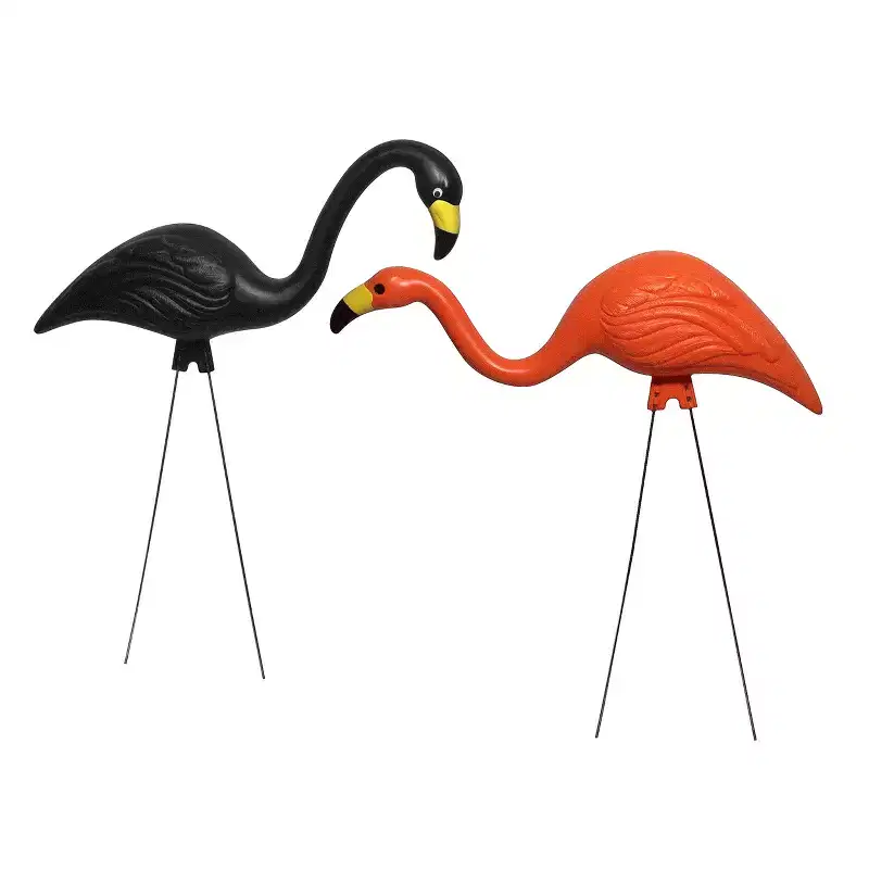 Bloem 2 Pack Spooky Halloween Flamingo Large 14 x 12 Yard Lawn Ornament Decorations with Stainless Steel Legs