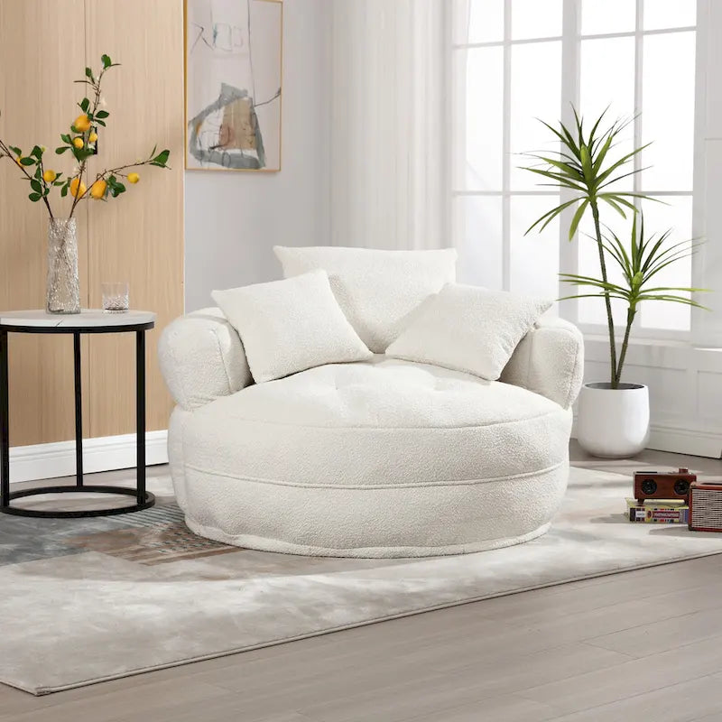 Round Lazy Sofa Chair &ndash; White/Blue/Grey/Yellow/Orange/Rose Red/Navy/Green, Single & Couple Seat