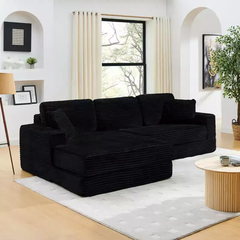 Left sofa seat,L shape Modular Sectional Sofa, Compressed Sectional Sofa Modern Minimalist Style Corduroy Couch,Unfold into a bed, Bedroom