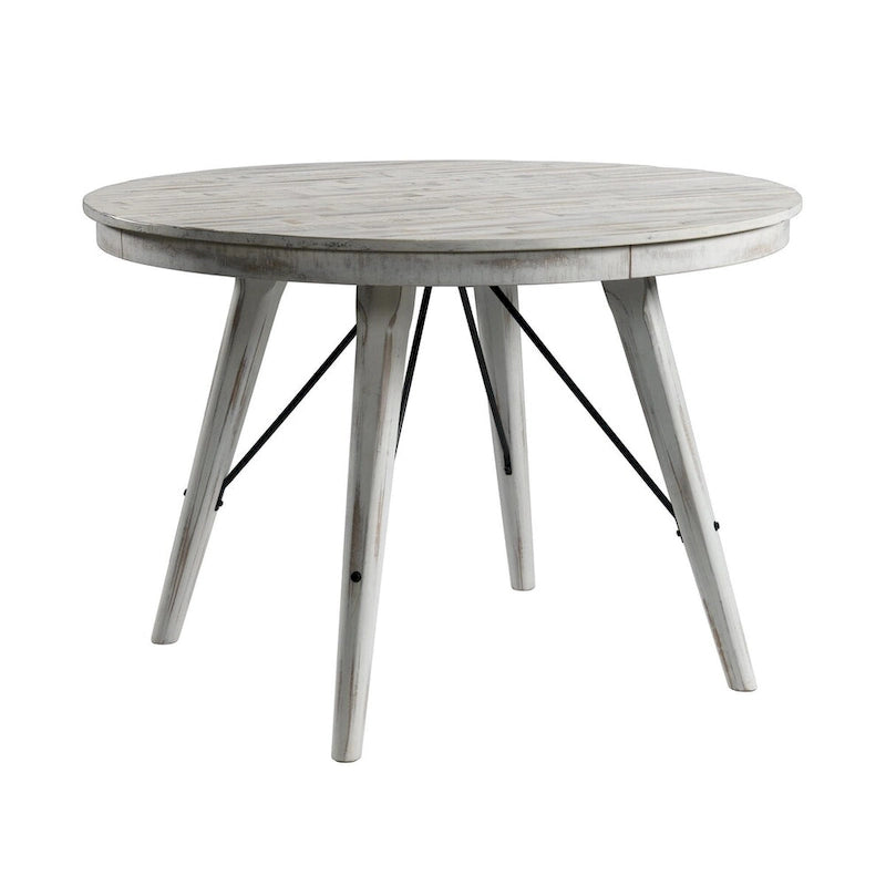 Grey Weathered Finish Round Counter Table in Rustic Style for 2&ndash;4 Person