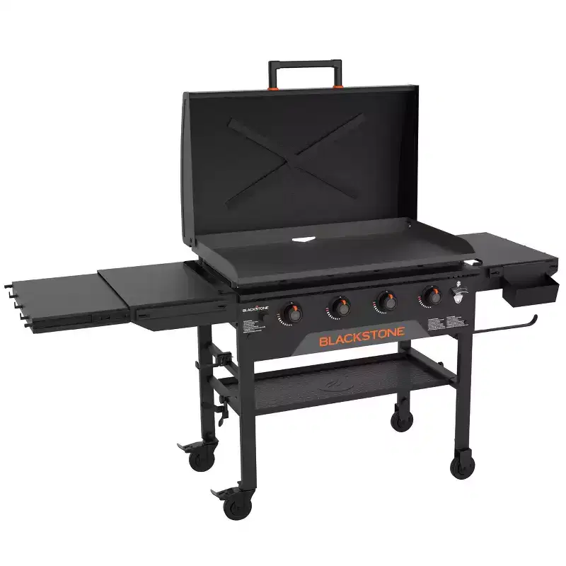 Blackstone 4 Burner 36" Original Omnivore Griddle with Hood Gas Grill #2322 Black: Propane Powered, Cast Iron Cooking Surface