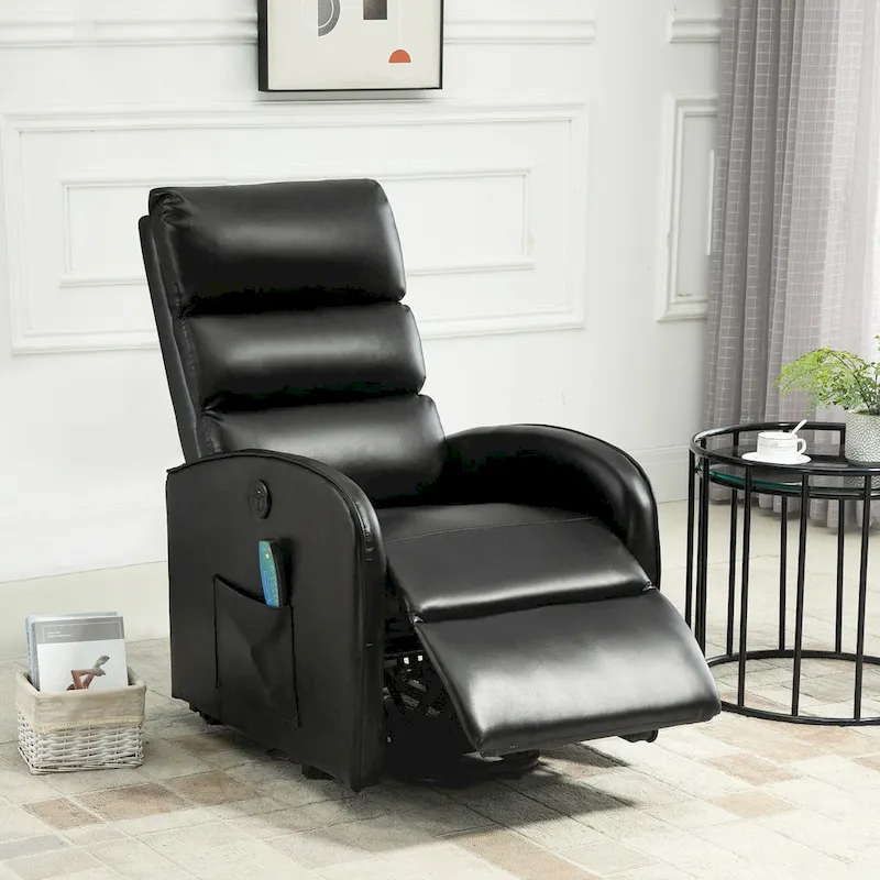 Power Lift Massage Recliner Chair with Heat Vibration Khaki Black Grey