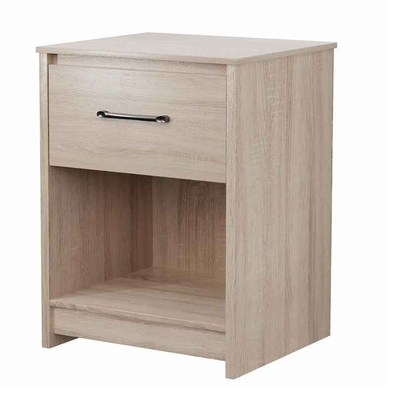 Nightstand & Side Table &ndash; Black / Brown, 1 Drawer, Engineered Wood, Minimalist Style