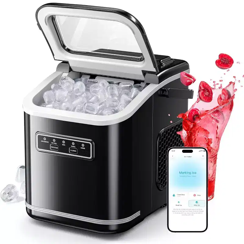 ecozy Smart Bullet Ice Maker with App Control, 26Lbs/24H Self-Cleaning Portable Ice Makers Countertop