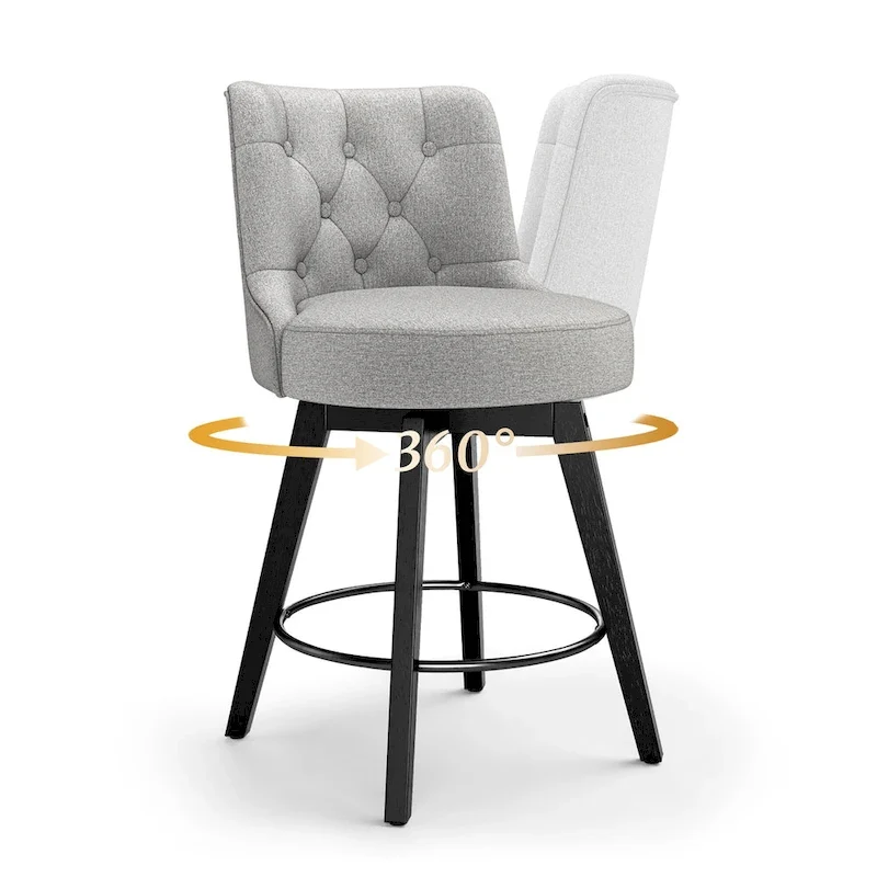 LUE BONA 26 Counter Height Swivel Bar Stools with Solid Wood Frame Set of 3 - 26 H