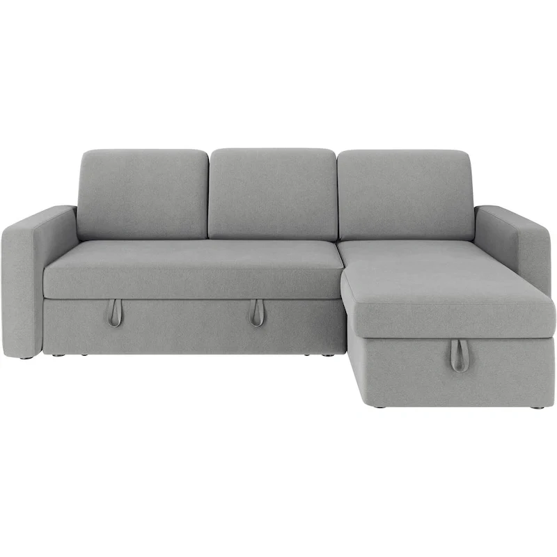 L-Shaped Reversible Sectional Sofa with Pull Out Bed & Storage - 83x 57.5x33
