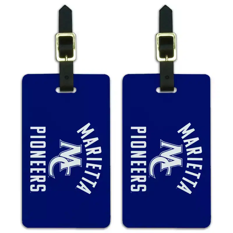 Marietta College Pioneers Logo Luggage ID Tags Suitcase CarryOn Cards Set of 2