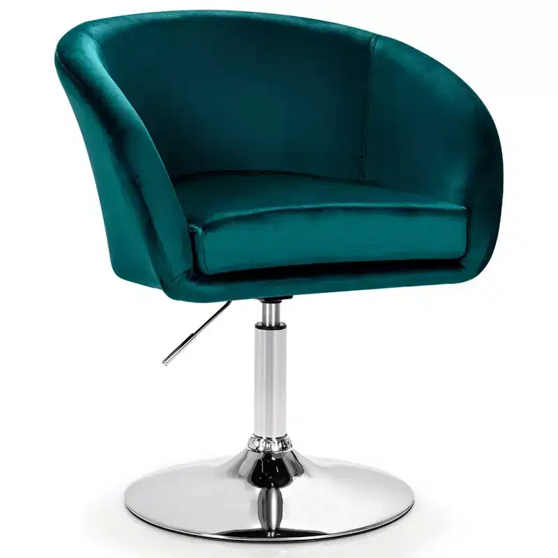 Costway Modern Velvet Chair Height Adjustable Bar Stool Swivel Makeup Seat