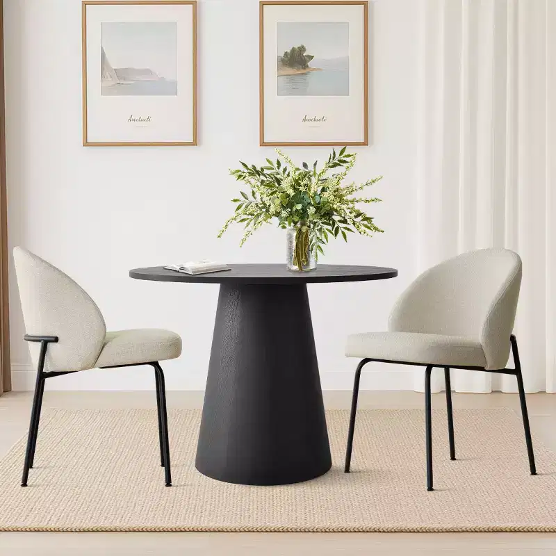 5-Piece Round Pedestal Dining Set, Upholstered Chairs, Seats 2 &ndash; Beige/Blue/Green