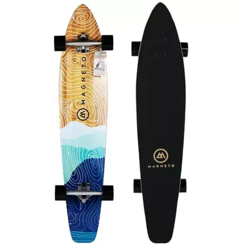 Magneto 44-inch Kicktail Cruiser Longboard Skateboard - Bamboo & Hard Maple Deck - Commuting, Cruising, Carving (Mountains)