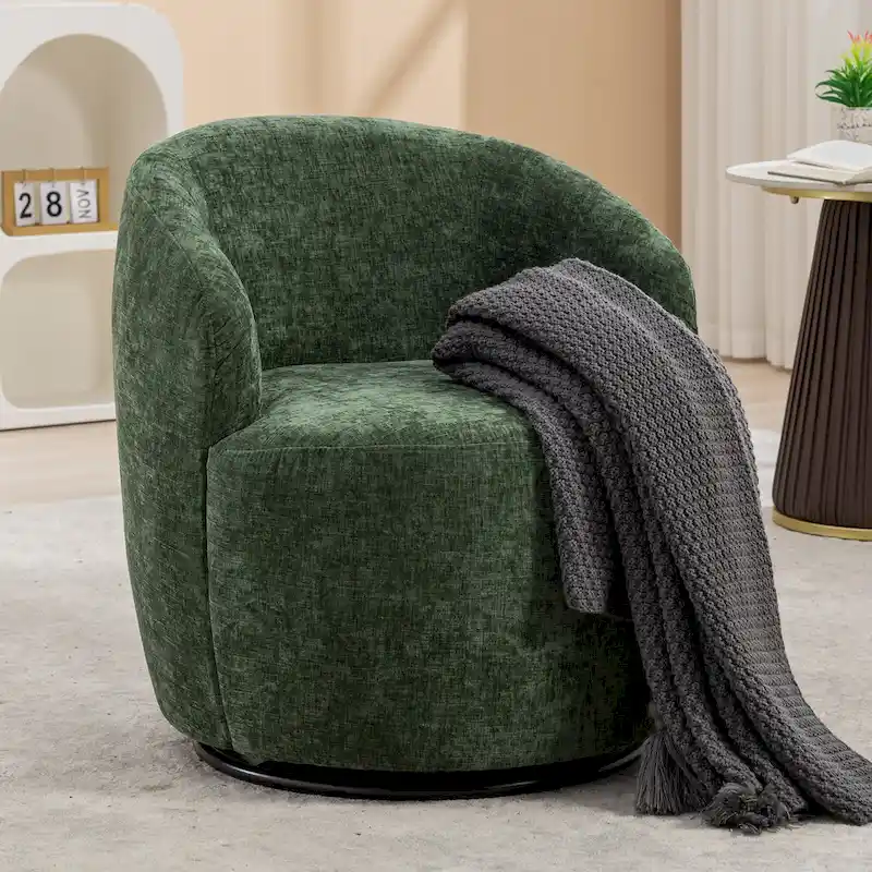 Chenille Swivel Accent Barrel Chair
