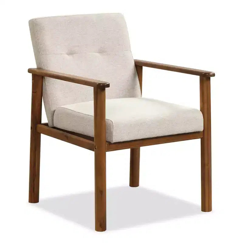 Modern Accent Chair Upholstered Linen Fabric Armchair with Solid Wood Legs