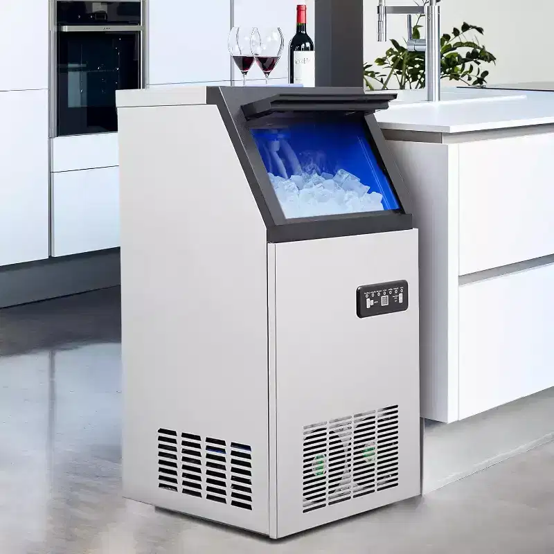 Acekool Commercial Ice Maker - 120Lbs/24H Stainless Steel Undercounter with 24Lbs Storage, LCD Control Panel