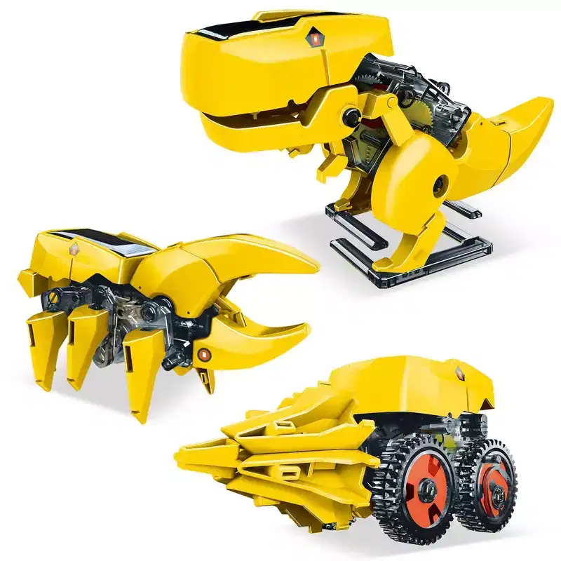 PICASSO-TILES 3-in-1 Solar Powered Dinosaur Robot Toy  STEM Science Kit for Kids, Educational Engineering Building Blocks, Creative Learning Set