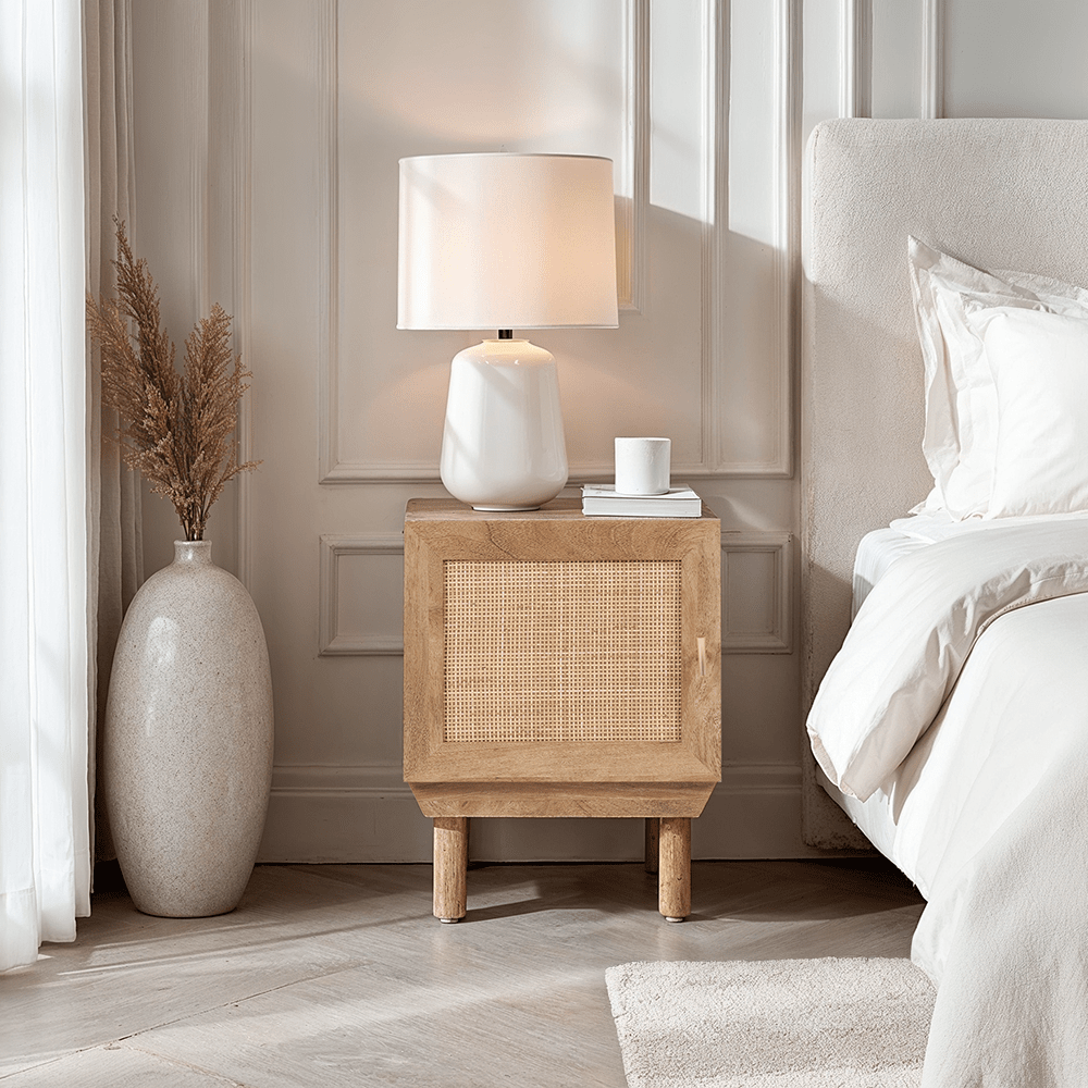Natural Rattan 1 Door Bedside Table