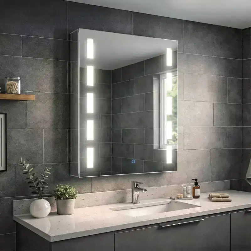 Fine Fixtures Bathroom Medicine Cabinet, Aluminum, Recessed/Surface Mount, Mirrored w/LED