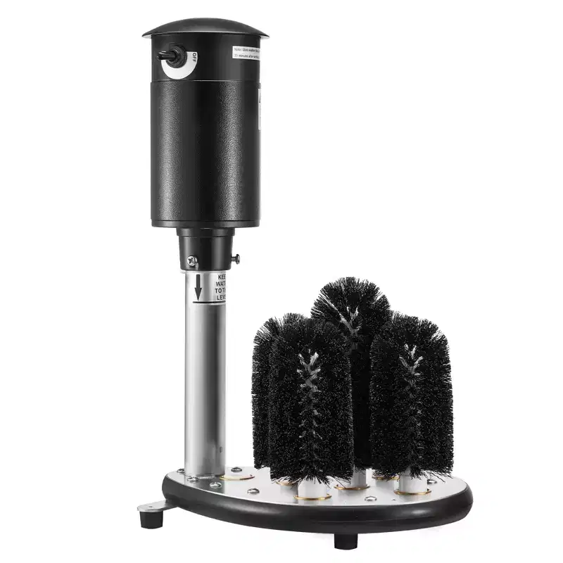 VEVOR Electric Commercial Glass Washer, 5-Brush Bar Glass Cleaner, 1200 Cups/Hour Wine Glass Cleaning Machine, Bar Glass Washer, Black