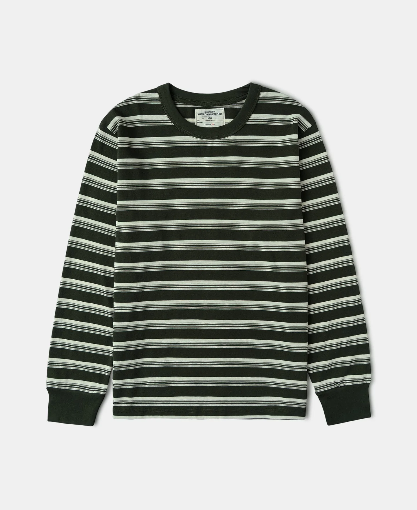 Heavyweight Stripe Crewneck Long Sleeve T-Shirt - White/Green