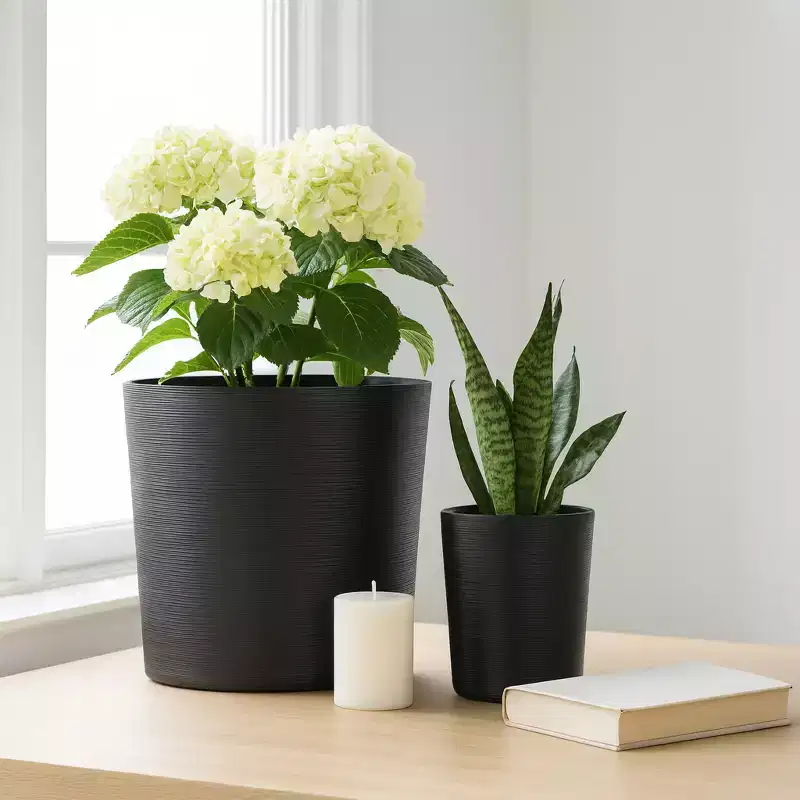 Flower Pots and Planters for Home Decor - Resin Plant Pots for Indoor and Outdoor Plants - Garden and Patio Decor - Set of 2 - 21, 19 Black