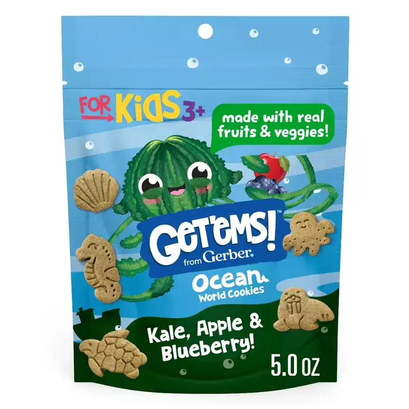 Get'ems! from Gerber Ocean World Kale Apple Blueberry Crackers Kids Lunch Snacks - 5oz: Whole Grain, No Synthetic Colors