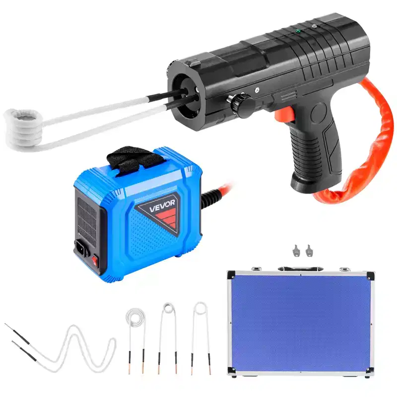 VEVOR Induction Heater Bolt Removal, 1800W 110V Magnetic Induction Heater Kit, Handheld Nut Buster Tool, Mini Heating Machine,with 4 Coil and Box,Blue