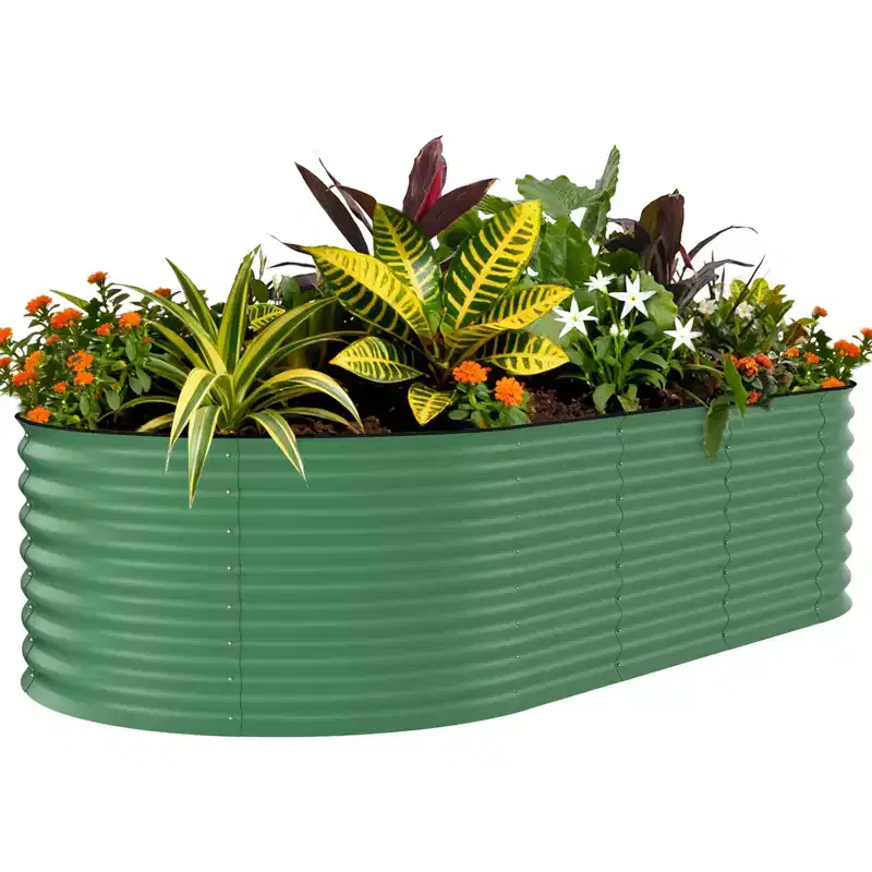 Raised Garden Bed Outdoor, 8x4x2ft Metal Planter Box for Vegetables, Flowers and Herbs, Rust-Resistant with Open Base, Easy Assembly, Green