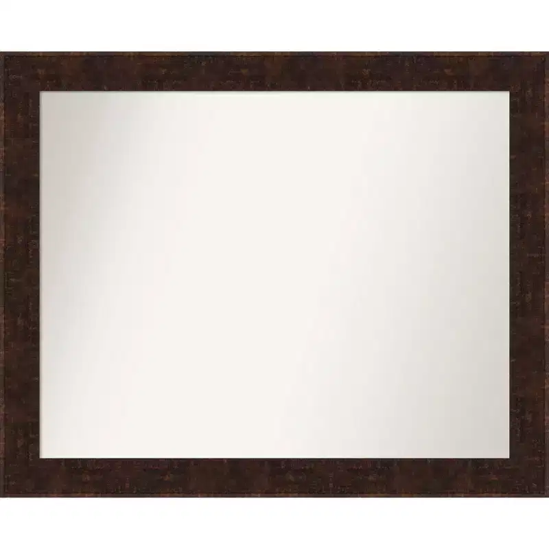 32 x 26 Non-Beveled William Mottled Bronze Narrow Wall Mirror - Amanti Art