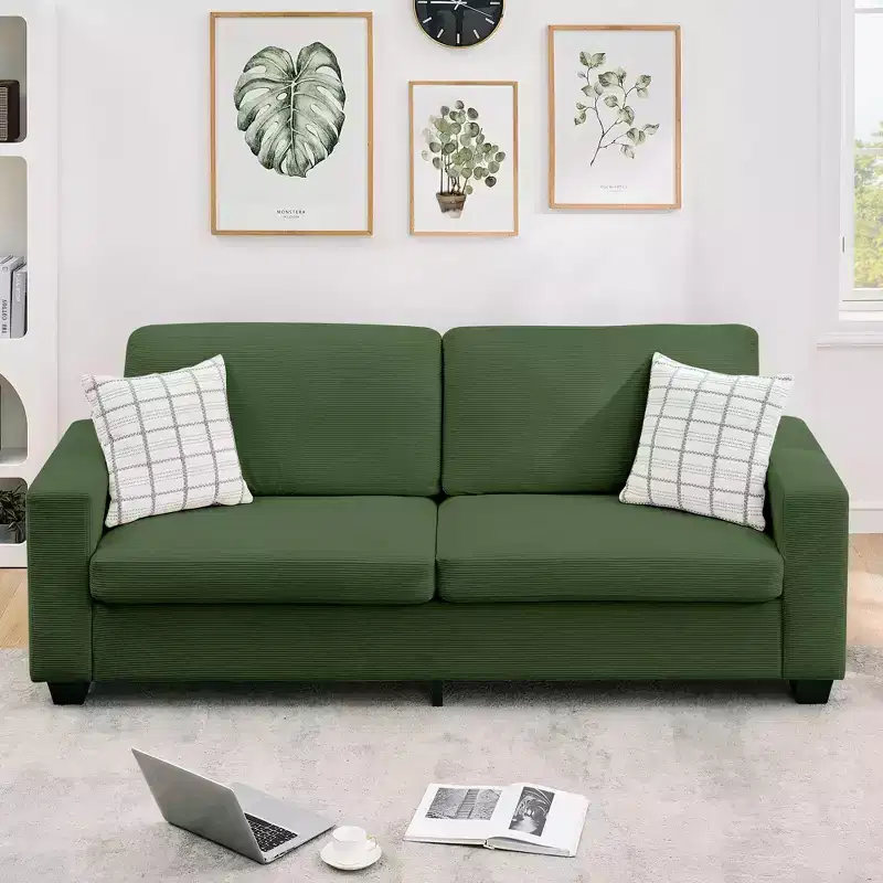 83" Corduroy Cloud Couch &ndash; Deep Seat, Wide Armrests, Modern Upholstered Sofa