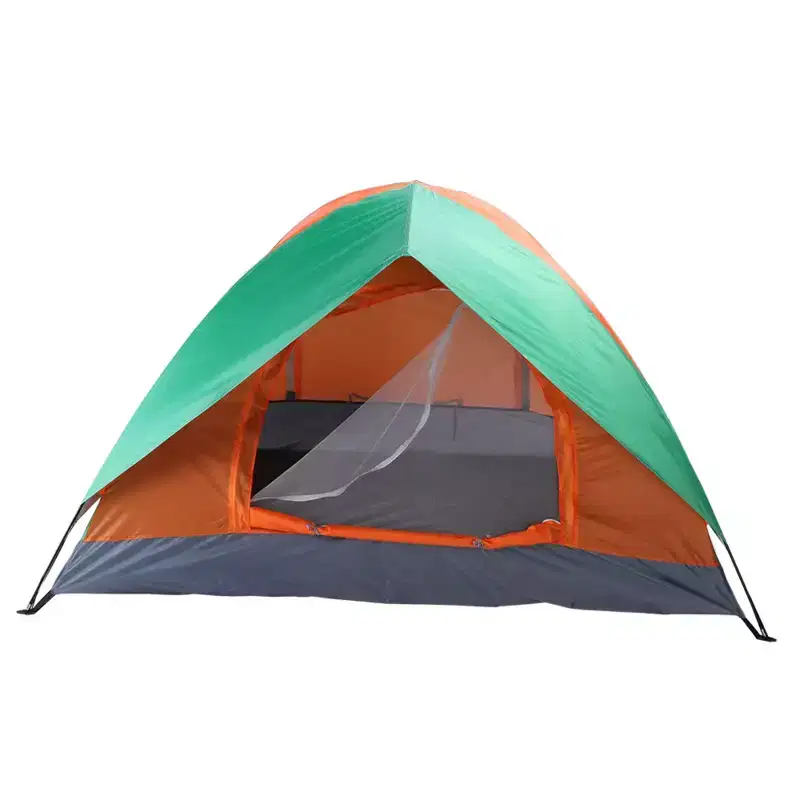 NAYSAYE Camping Tent 2 Person Portable Dome Tent with Glass Fiber Poles and Rainfly for Hiking and Camping, Orange and Green