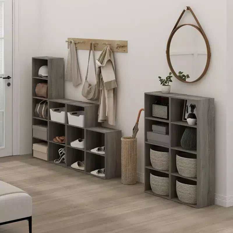 4-Tier Open Bookcase �C 4-Cube Display Cabinet, Floor Standing Storage Shelves
