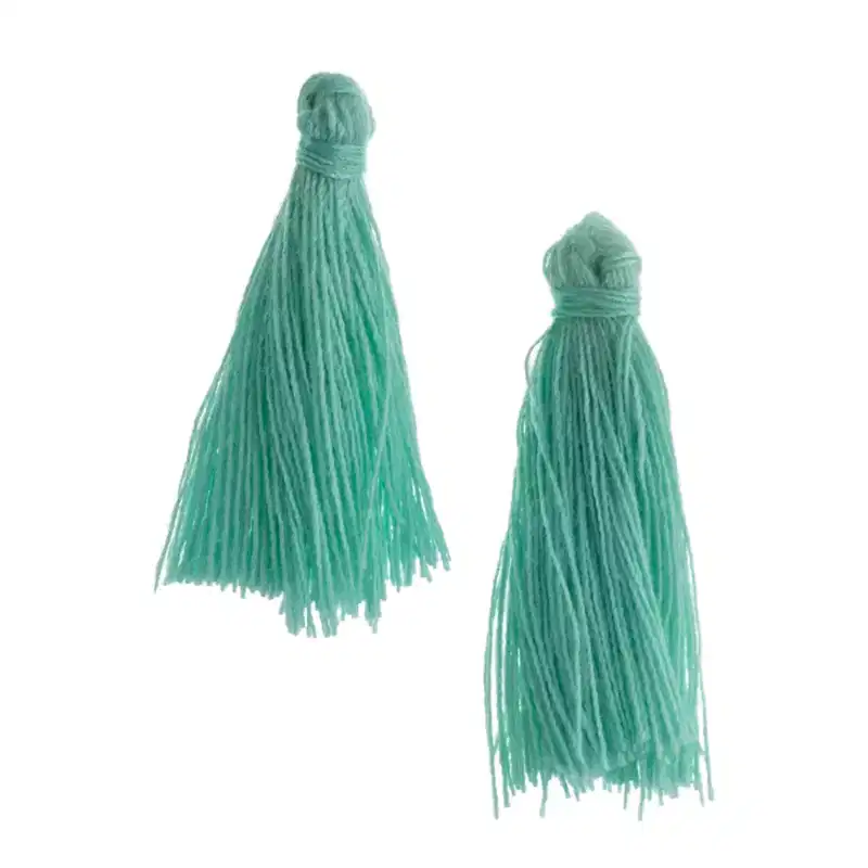 John Bead 1in Turquoise Green Cotton Tassels Ornament for DIY Crafts Party Decorations, 20pcs