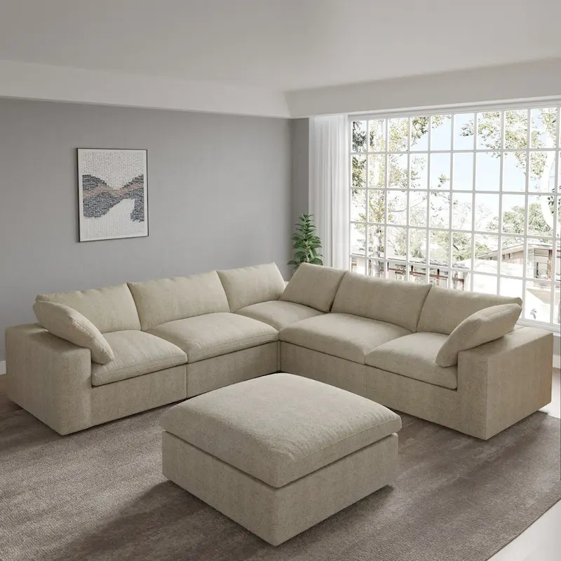 V Shape Cloud Couches for Living Room, Modular Convertible Sectional Sofa Couch, Couch Cushion Covers Removable