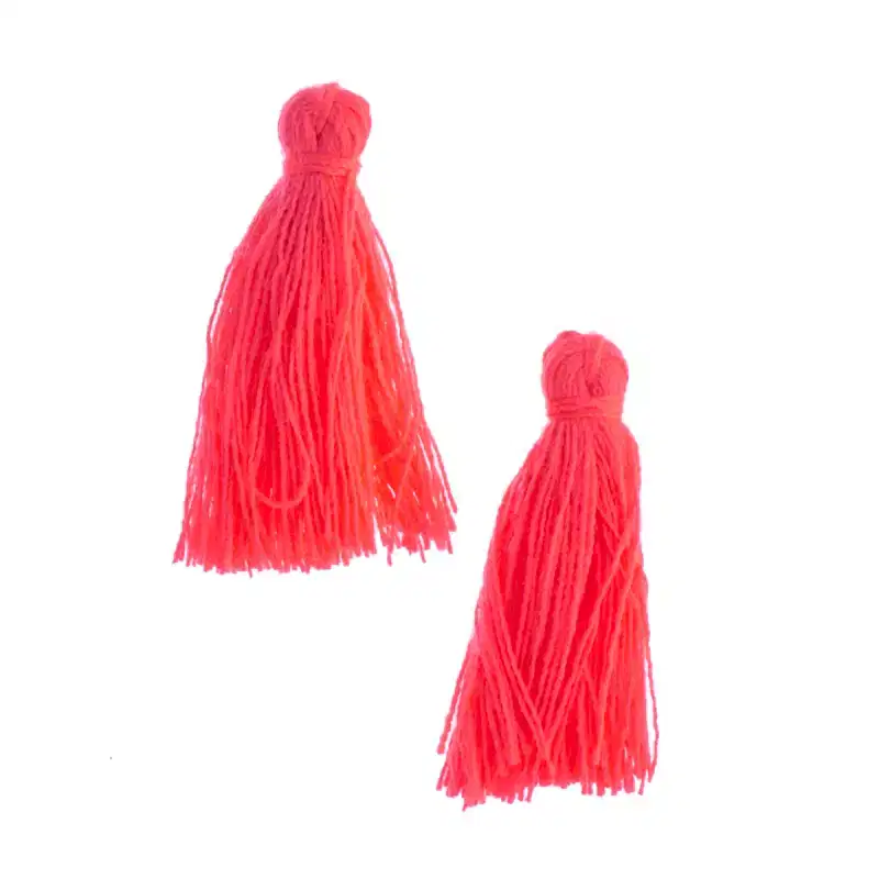 John Bead 1in Hot Pink Cotton Tassels Ornament for DIY Crafts Party Decorations, 20pcs