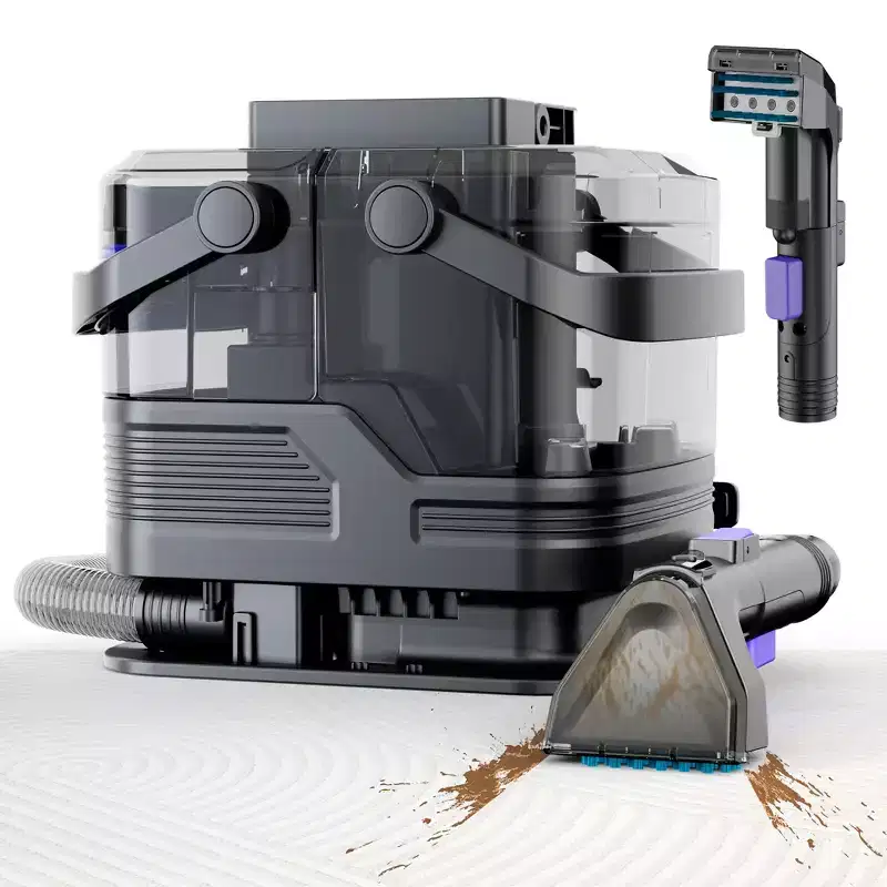 Portable Steam and Hot Water Carpet Cleaner with Dual Tanks 20KPa Suction 500W Motor 2 Cleaning Tools