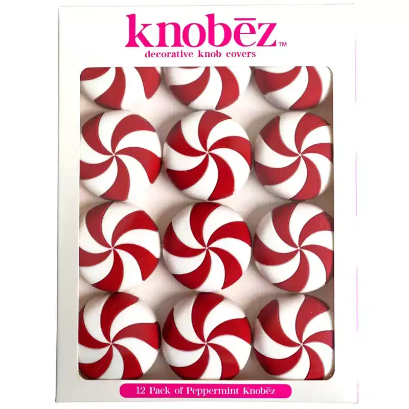 Knobz: Decorative Knob Cover - Red Peppermint, 12pk, Hardware Decoration