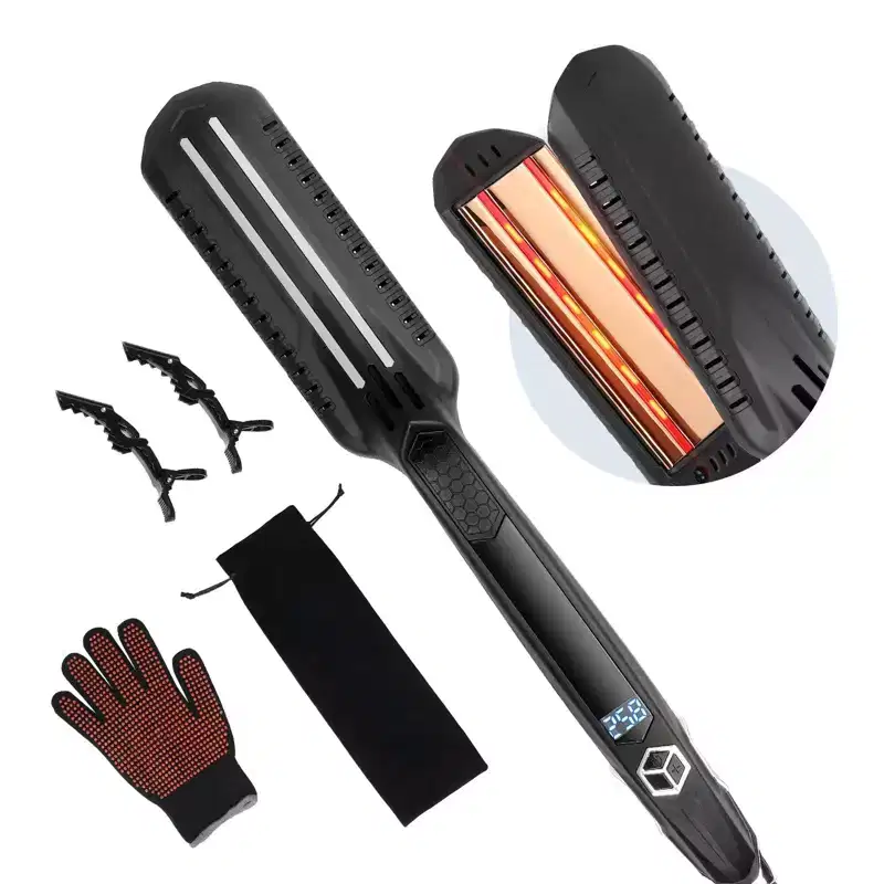 Hair Straightener, 1.5-Inch Titanium Flat Iron with Dual Infrared, LCD Display, 19 Temp Levels 210F450F, Fast Heating