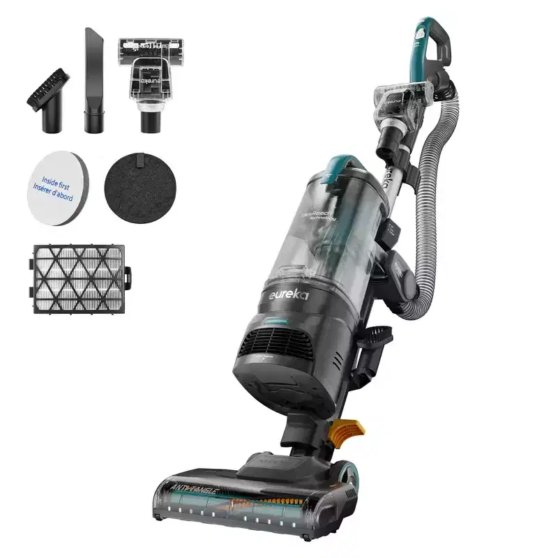 Eureka FlexReach Plus Bagless Upright Vacuum Cleaner for Carpet and Hard Floor, Lift-Up Vacuum and Flooring Type Sensor, Anti-Tangle, Green