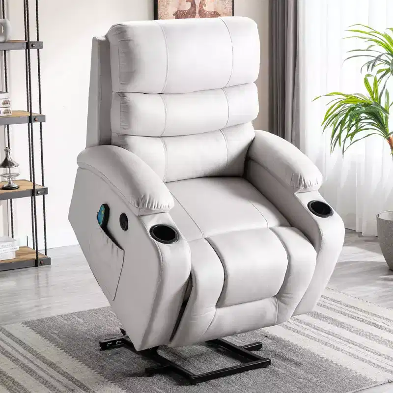 Power Lift Recliner Chair with Massage & Heat &ndash; Blue / Brown / White