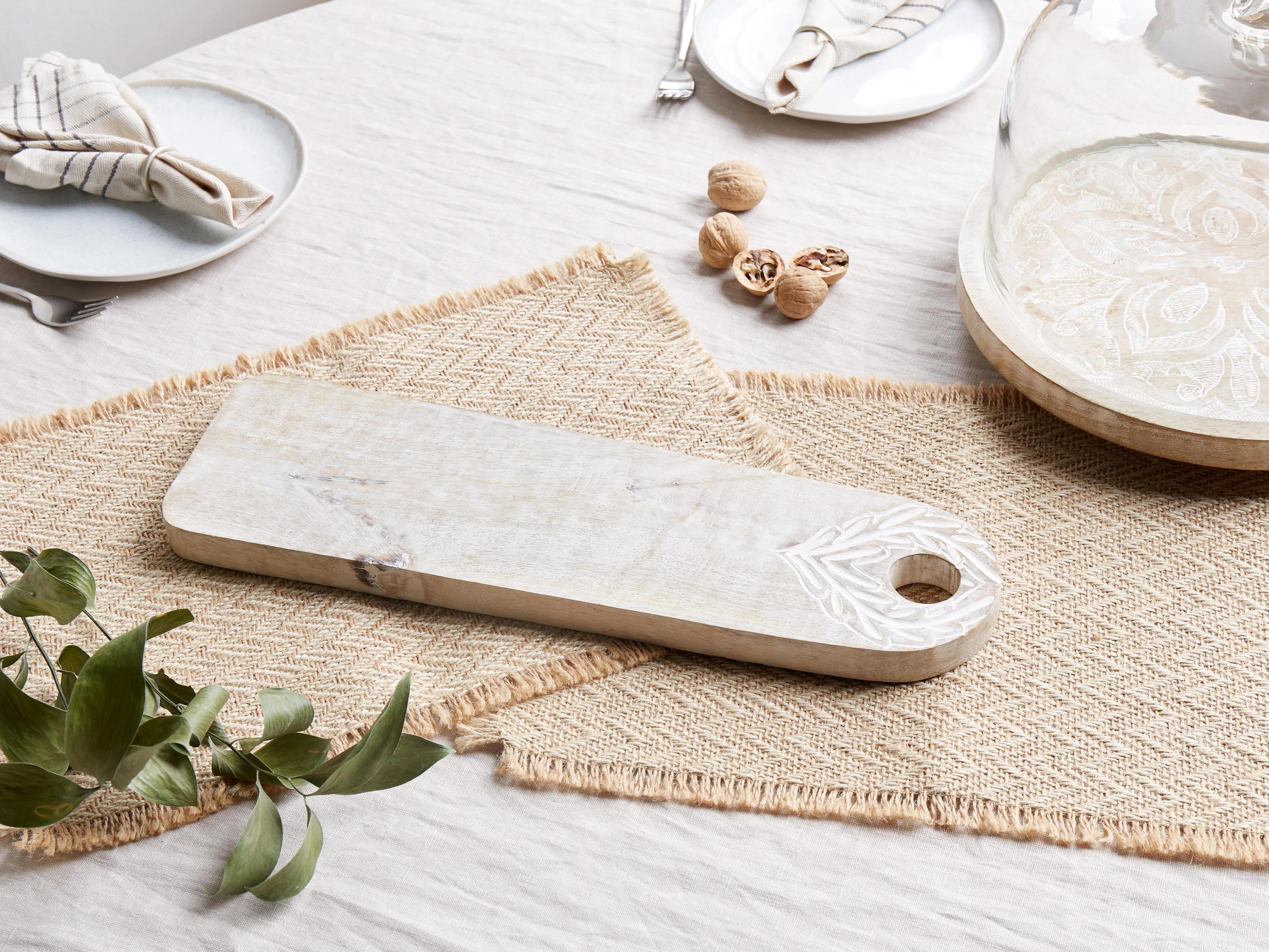 Vassoio da portata in Legno di Mango Marrone chiaro 41x12 cm &ndash; Fatto a Mano, Stile Naturale