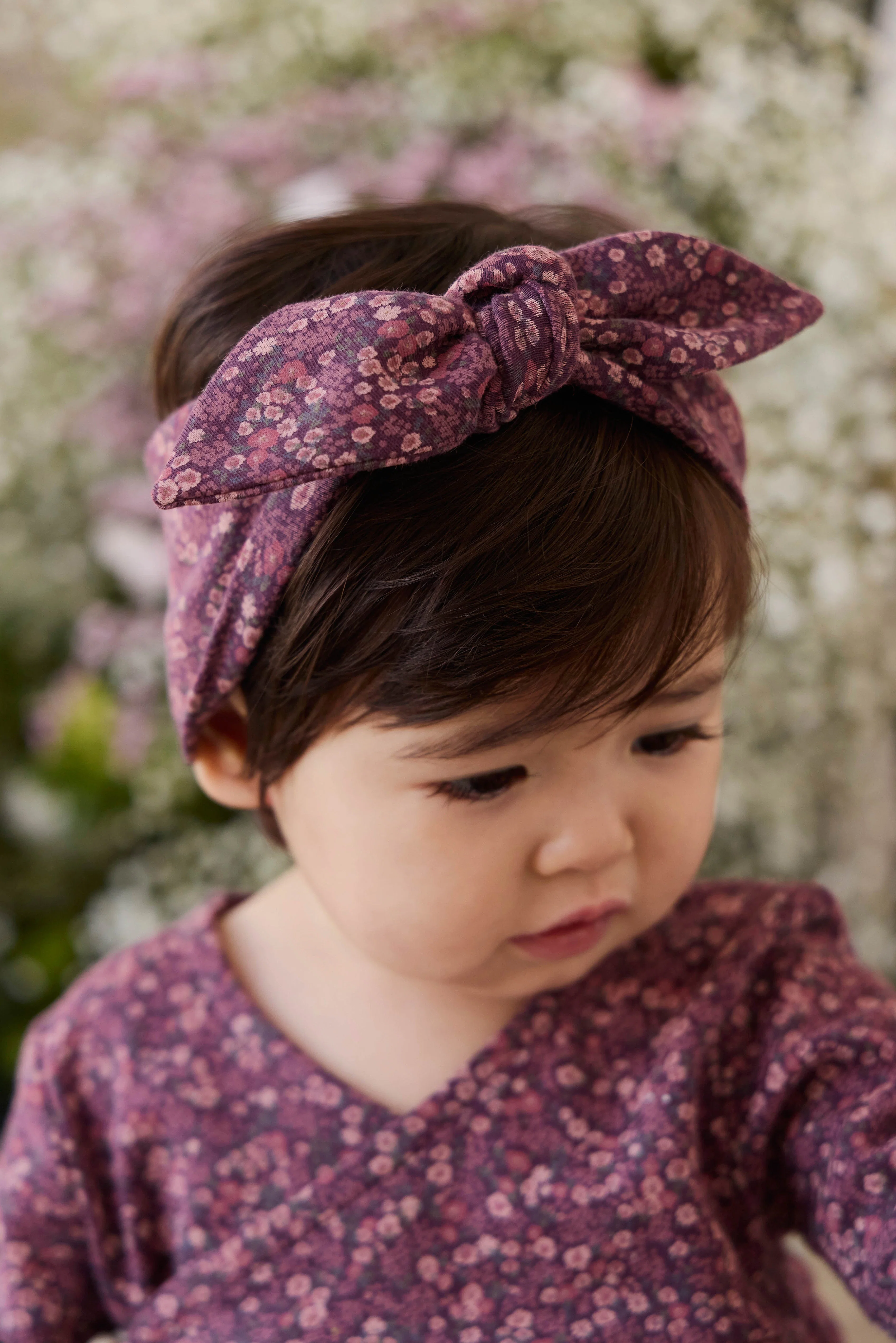 Delicate Fig Floral Organic Cotton Headband with Gentle Stretch for Baby & Child Hair Accessories