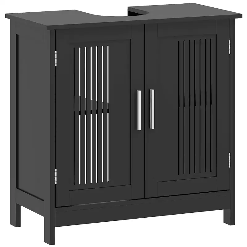 kleankin Modern Under Sink Cabinet with 2 Doors, Pedestal Under Sink Bathroom Cupboard with Adjustable Shelf