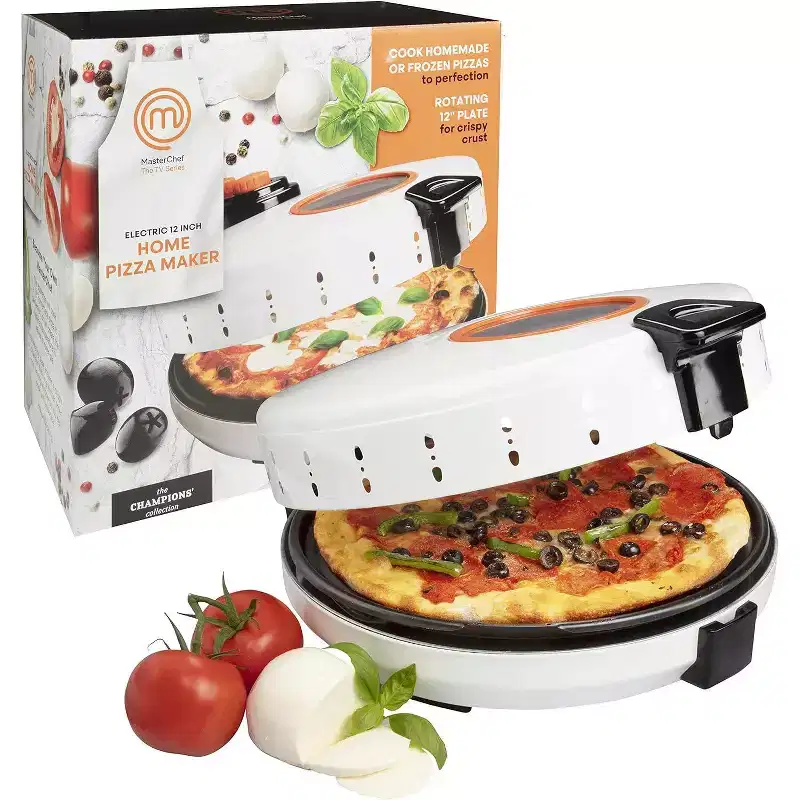 MasterChef Electric 12 Pizza Maker- Cook Homemade Calzones, Quesadillas & Cookies! - Adjustable Temp Control for Crispy Crust- Great Gift for Cooks