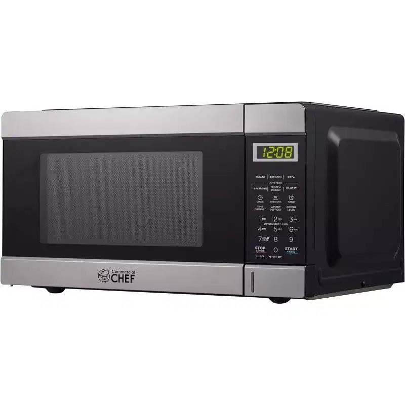 COMMERCIAL CHEF Countertop Microwave 0.9 Cu. Ft. 900W, Black and Stainless Steel