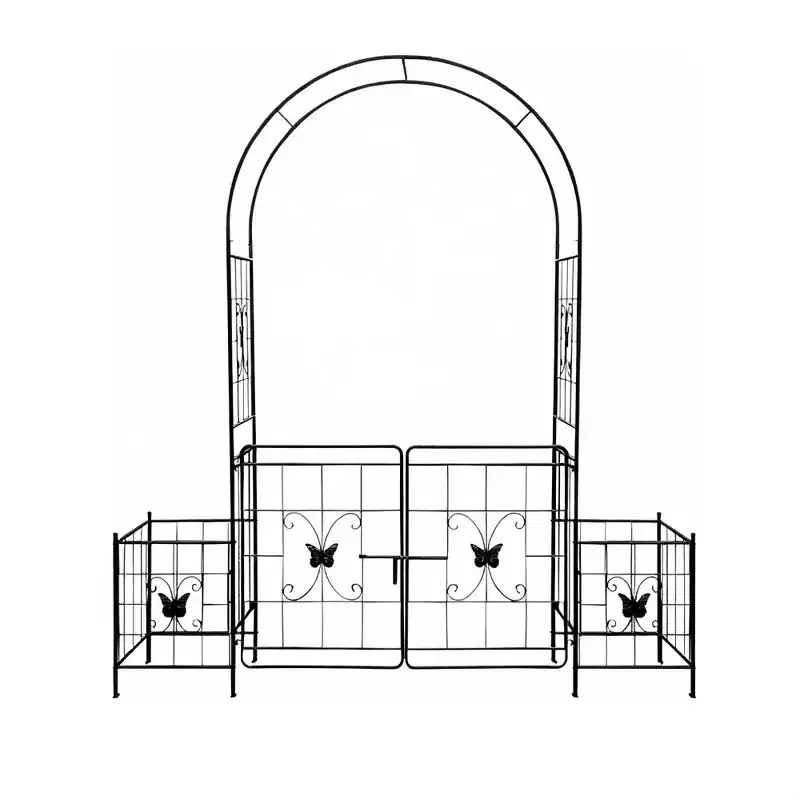 NAYSAYE Planter Garden Arch Arbor Trellis Metal for Climbing Plants Easy Assembly for Indoor Outdoor Garden, Black, 47.24*47.24*11.42