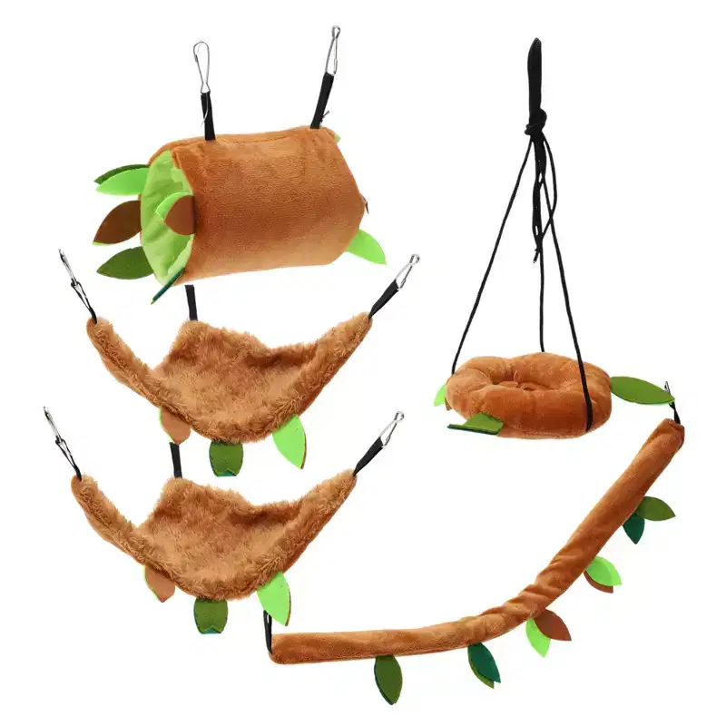 Unique Bargains Halloween Christmas Hamster Hammock Brown 5 Pcs