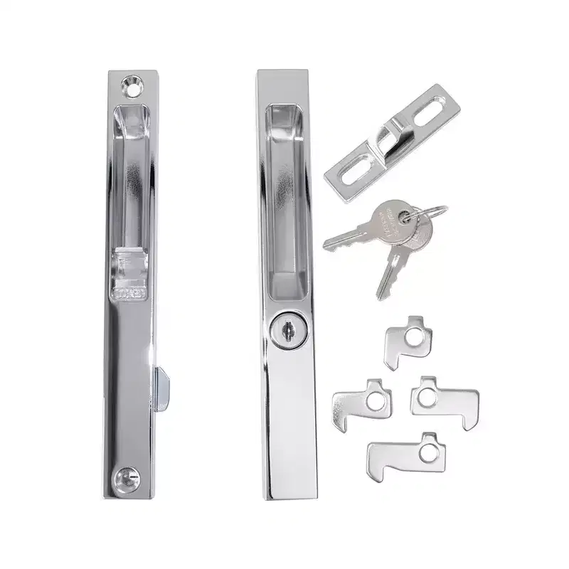 Brixwell 13-192K Patio Door Handle Set With Key, Cams And Keeper Chrome Finish