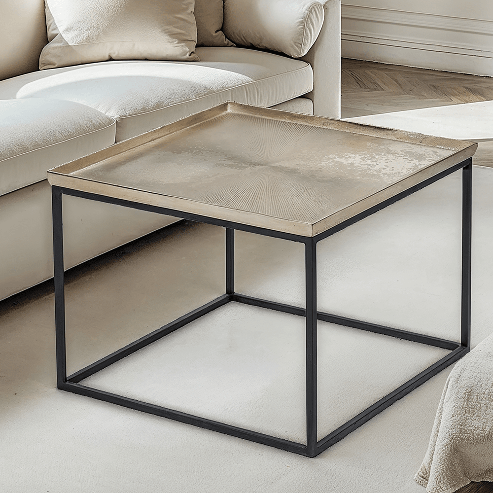 Gold & Black Metal Square Coffee Table