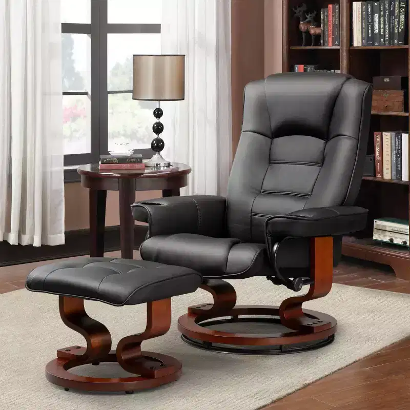 EROMMY Leather Heated Massage Recliner Chair with Ottoman