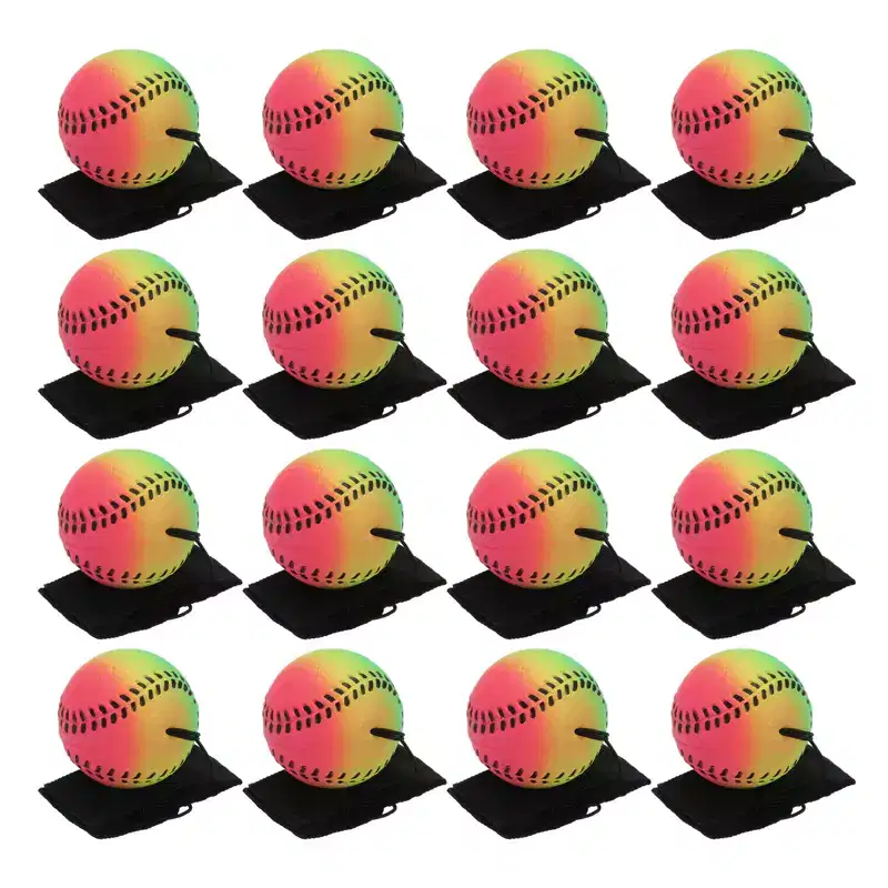 Unique Bargains Rubber Rebound Sports Wrist Ball with String for Exercise 16 Pcs Mixed Colors